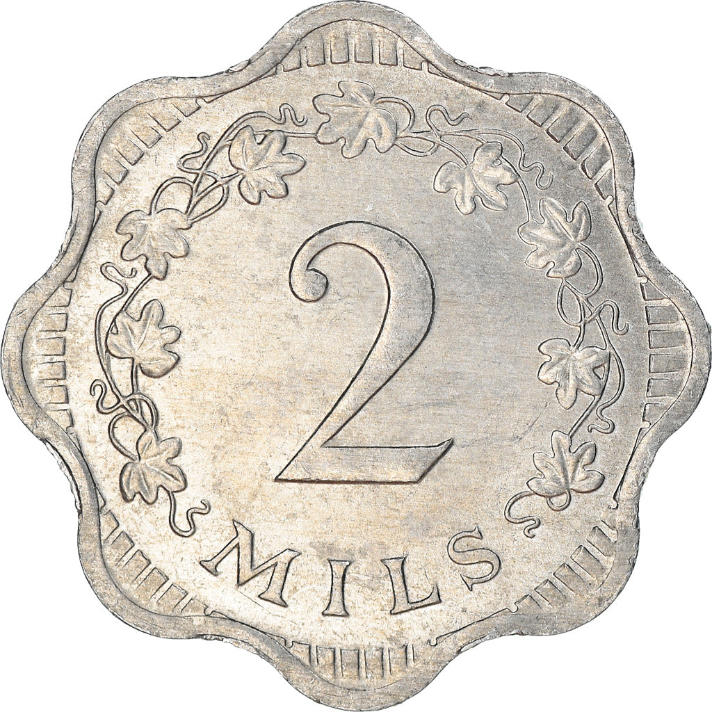 Coin, Malta, 2 Mils, 1972, British Royal Mint, EF(40-45), Aluminum, KM:5