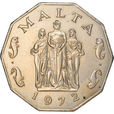 Coin, Malta, 50 Cents, 1972, British Royal Mint, EF(40-45), Copper-nickel, KM:12