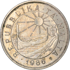 Coin, Malta, 50 Cents, 1986, British Royal Mint, EF(40-45), Copper-nickel, KM:81