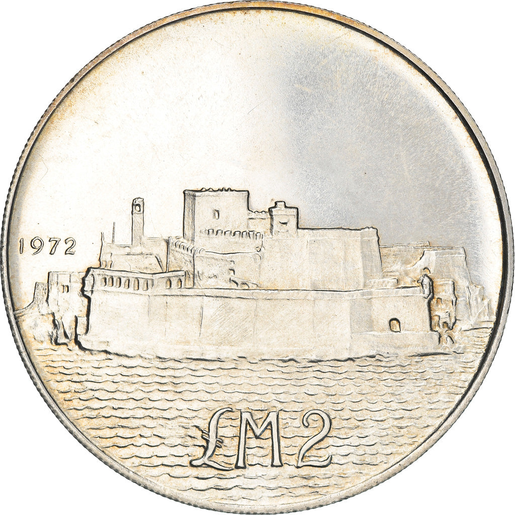 Coin, Malta, 2 Pounds, 1972, British Royal Mint, AU(55-58), Silver, KM:14