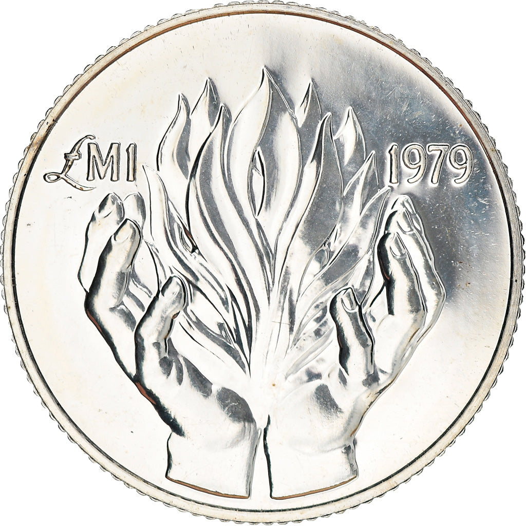 Coin, Malta, Pound, 1979, Franklin Mint, USA, AU(55-58), Silver, KM:51