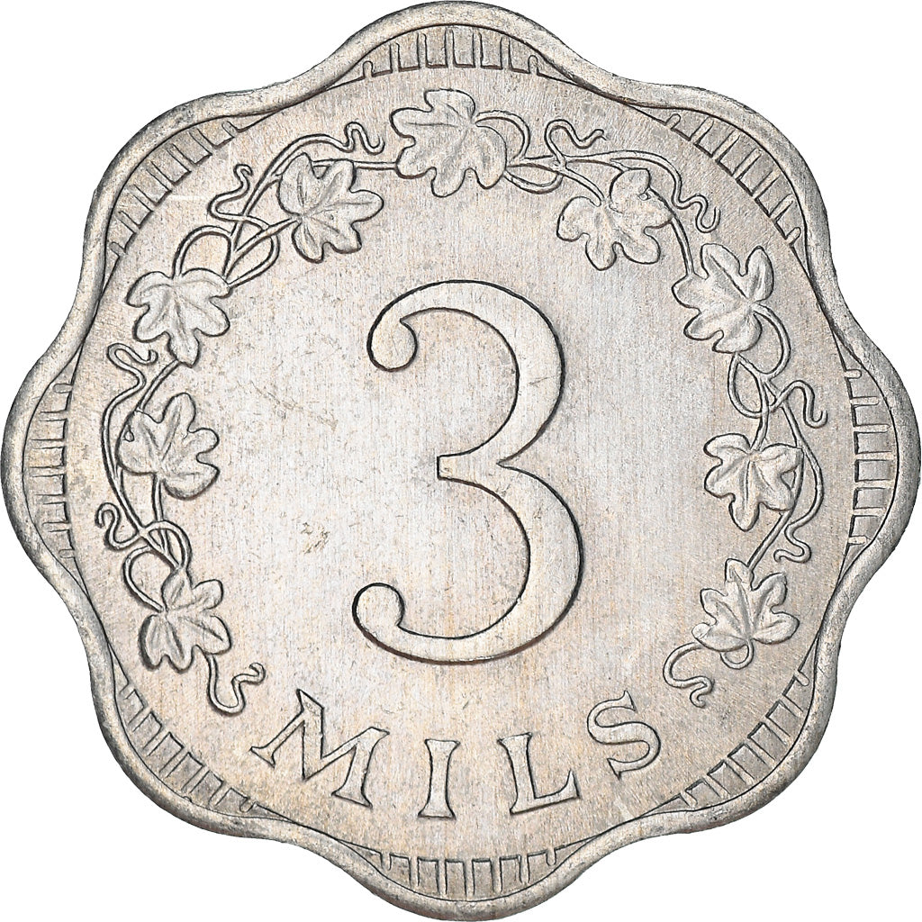 Coin, Malta, 3 Mils, 1972, British Royal Mint, EF(40-45), Aluminum, KM:6