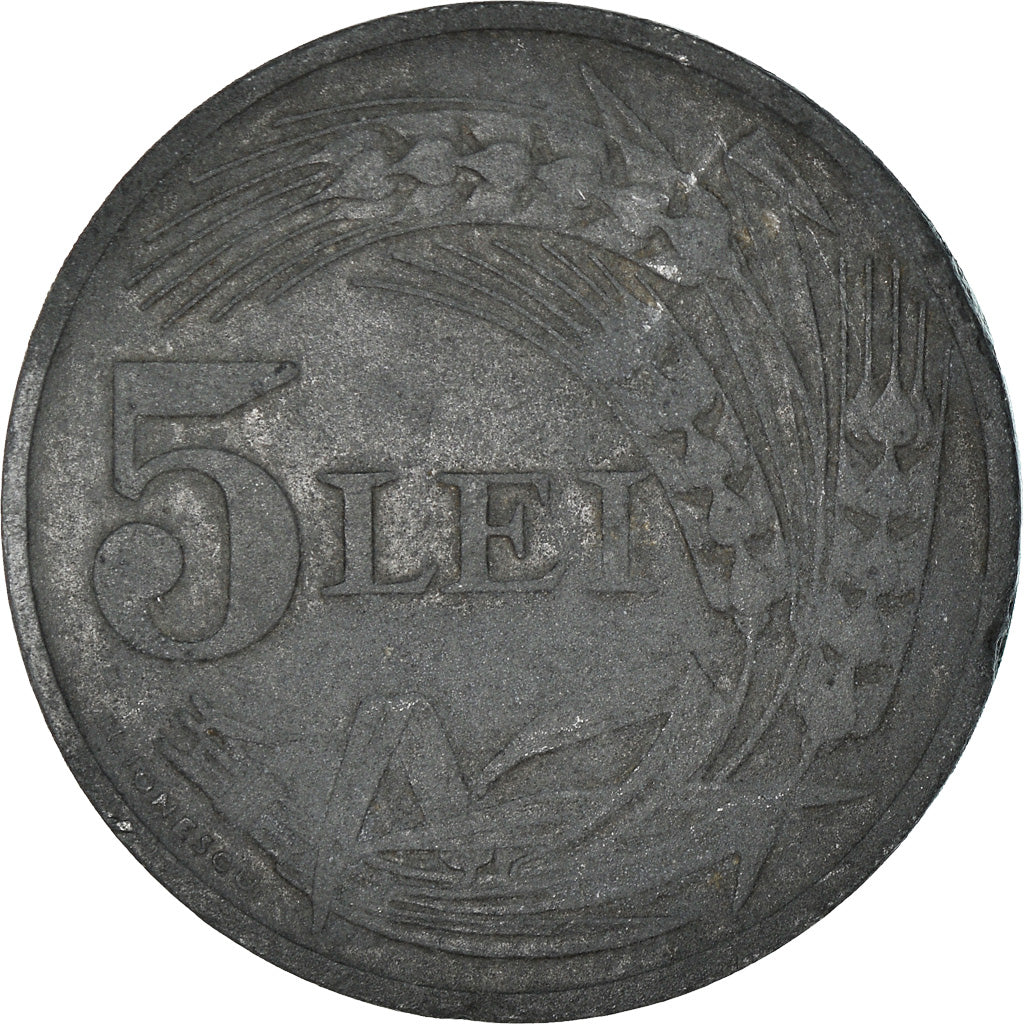 Moeda, Roménia, Mihai I, 5 Lei, 1942, VF(30-35), Zinco, KM:61