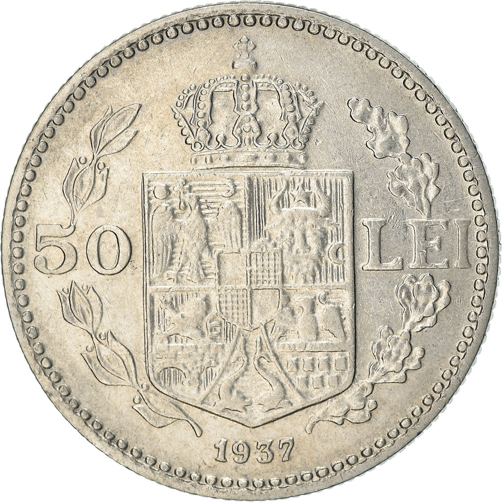 Coin, Romania, Carol II, 50 Lei, 1937, AU(55-58), Nickel, KM:55