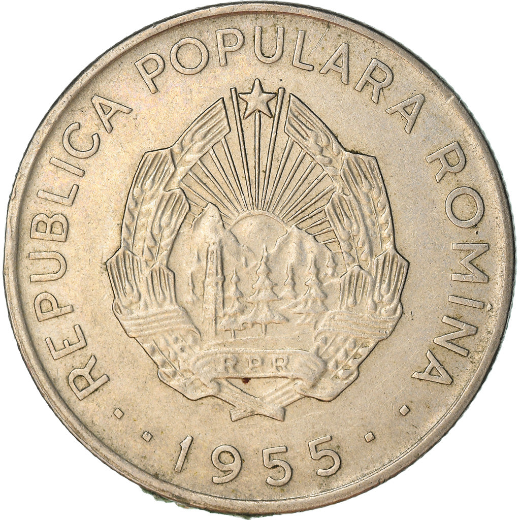 Moneda, Rumanía, 50 Bani, 1955, BC+, Cobre - níquel, KM:86