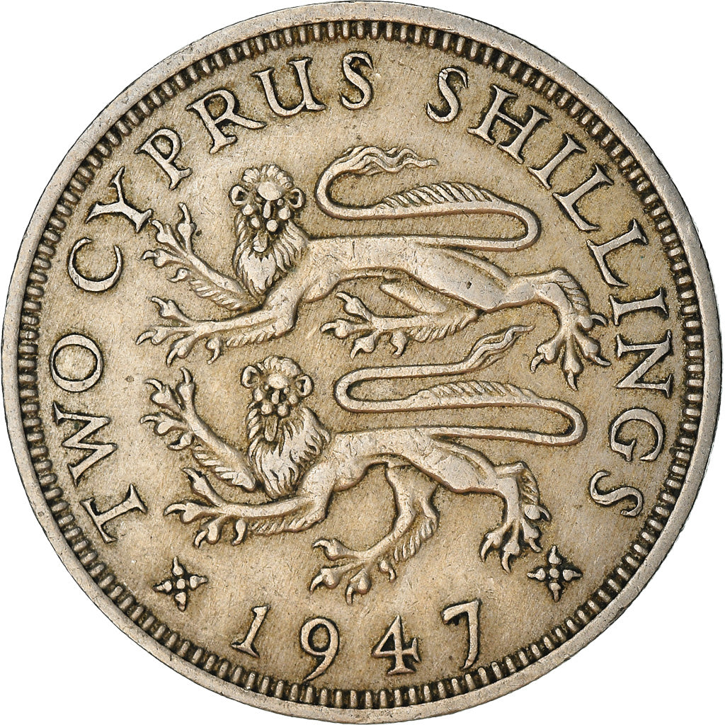 Coin, Cyprus, 2 Shilling, 1947, EF(40-45), Copper-nickel, KM:28