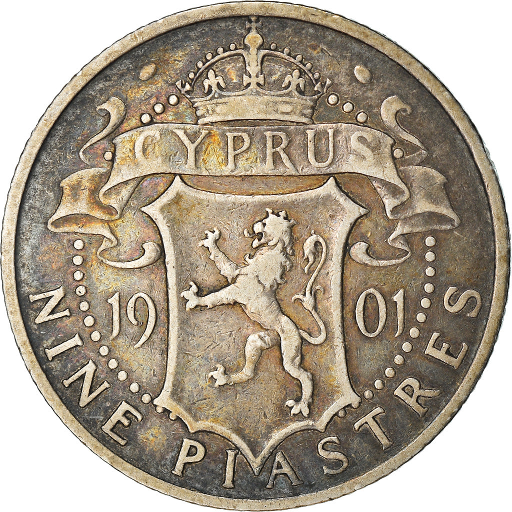 Münze, Zypern, 9 Piastres, 1901, S+, Silber, KM:6