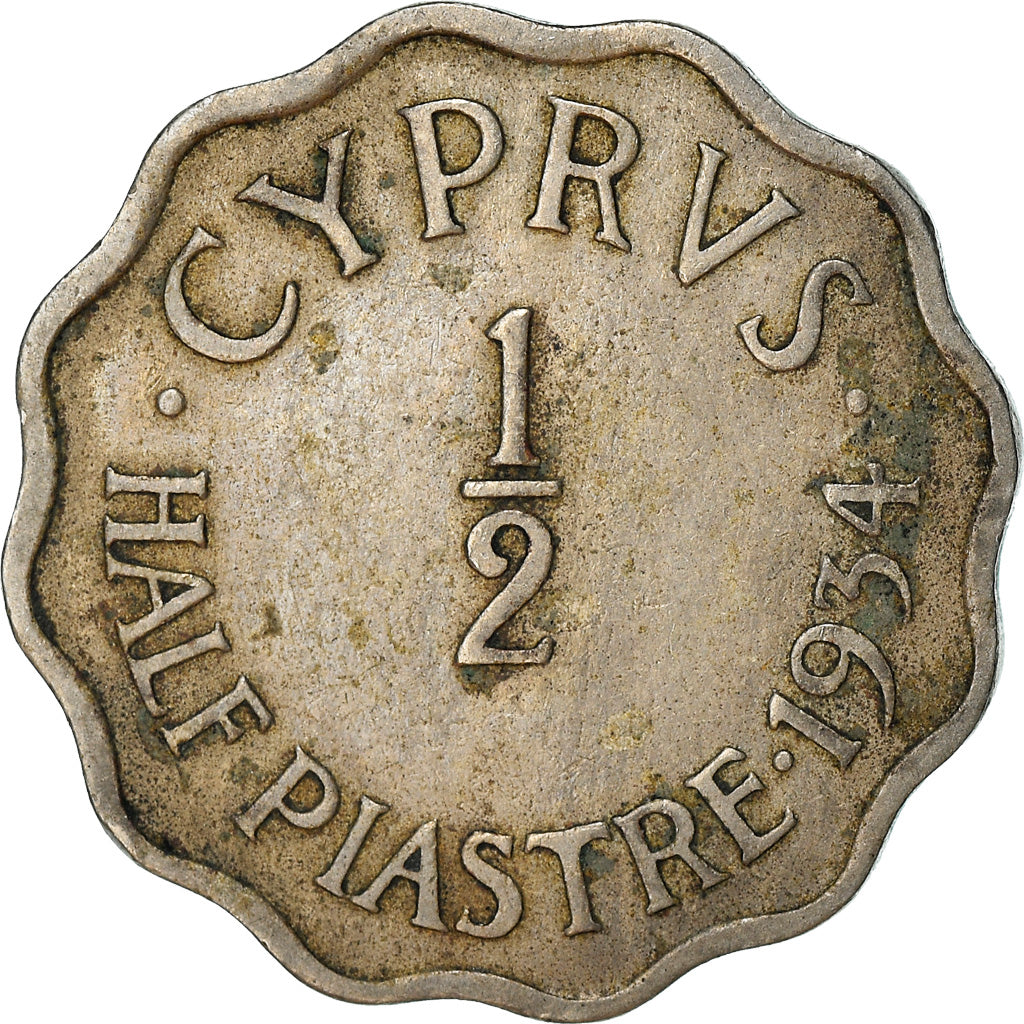 Coin, Cyprus, 1/2 Piastre, 1934, VF(30-35), Copper-nickel, KM:20