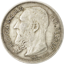 BELGIUM, 2 Francs, 2 Frank, 1909, KM #59, EF(40-45), Silver, 9.97