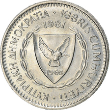 Coin, Cyprus, 25 Mils, 1981, EF(40-45), Copper-nickel, KM:40