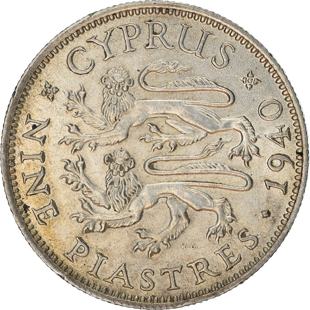 Moneta, Cipro, 9 Piastres, 1940, BB, Argento, KM:25
