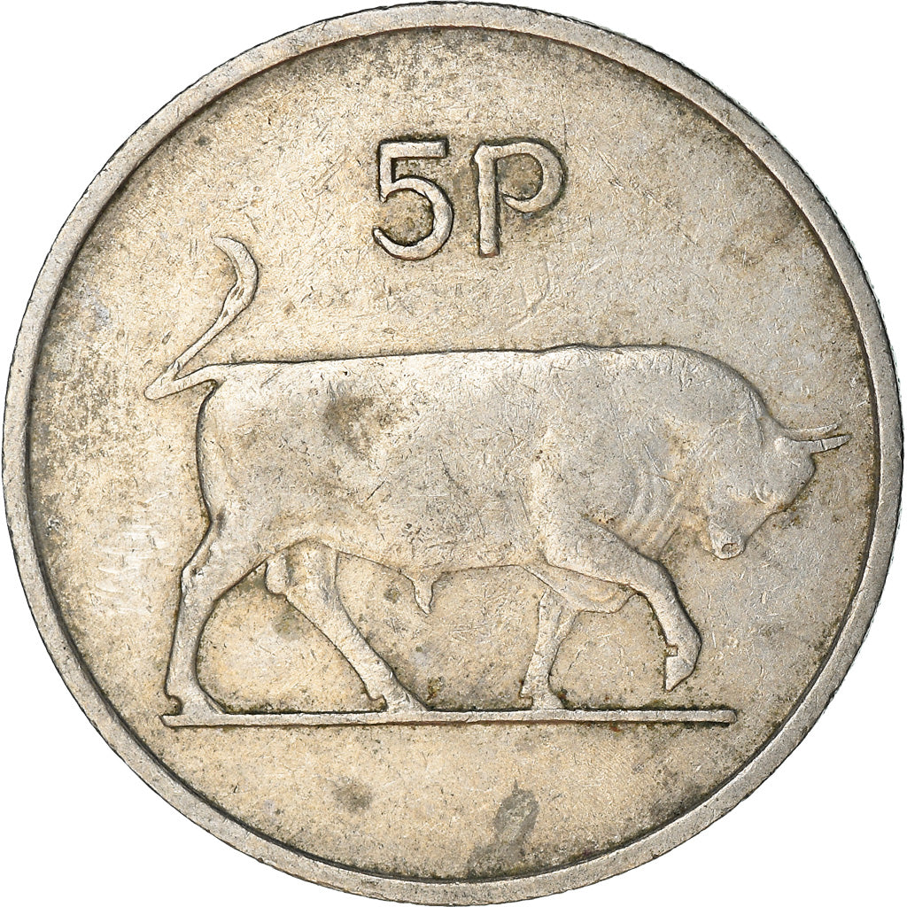 Moneda, REPÚBLICA DE IRLANDA, 5 Pence, 1971, BC+, Cobre - níquel, KM:22