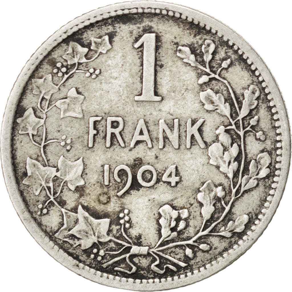 BELGIUM, Franc, 1904, KM #57.1, VF(20-25), Silver, 4.88