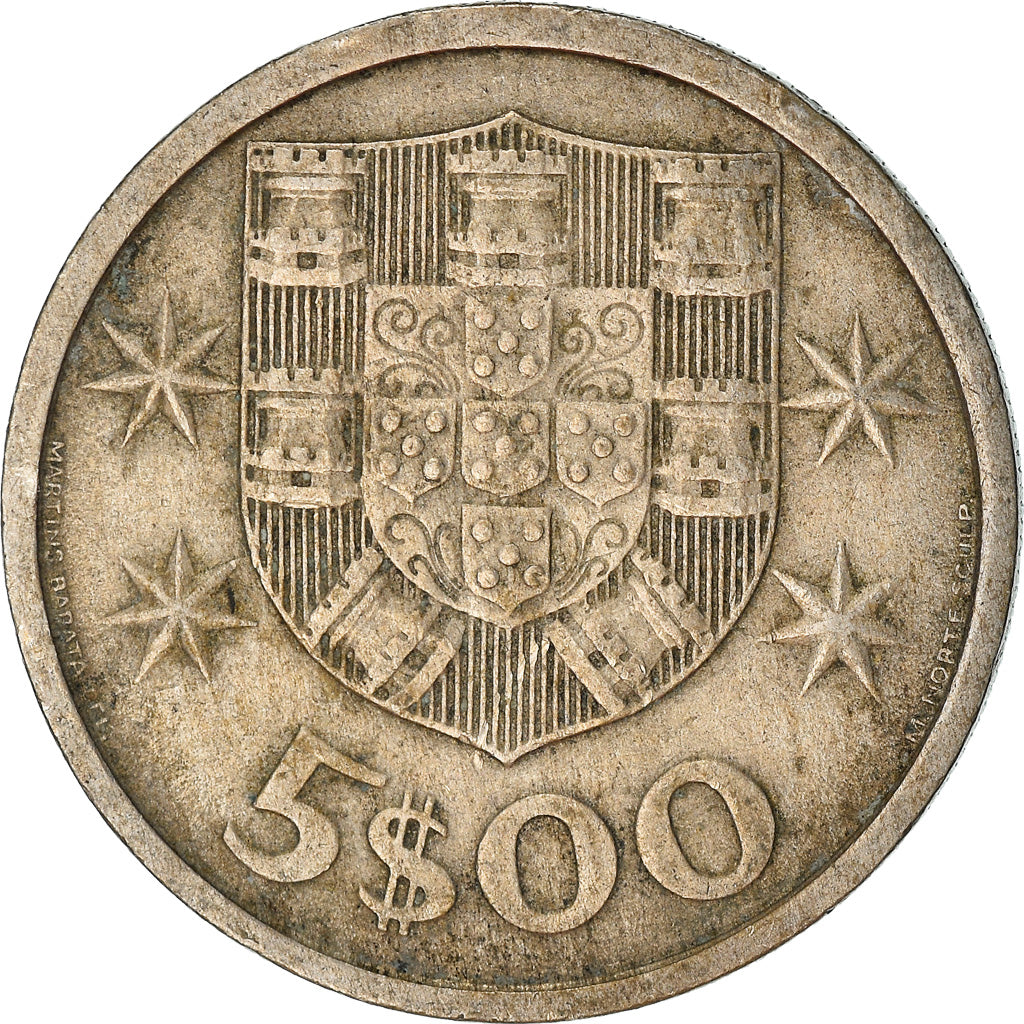 Coin, Portugal, 5 Escudos, 1968, VF(30-35), Copper-nickel, KM:591