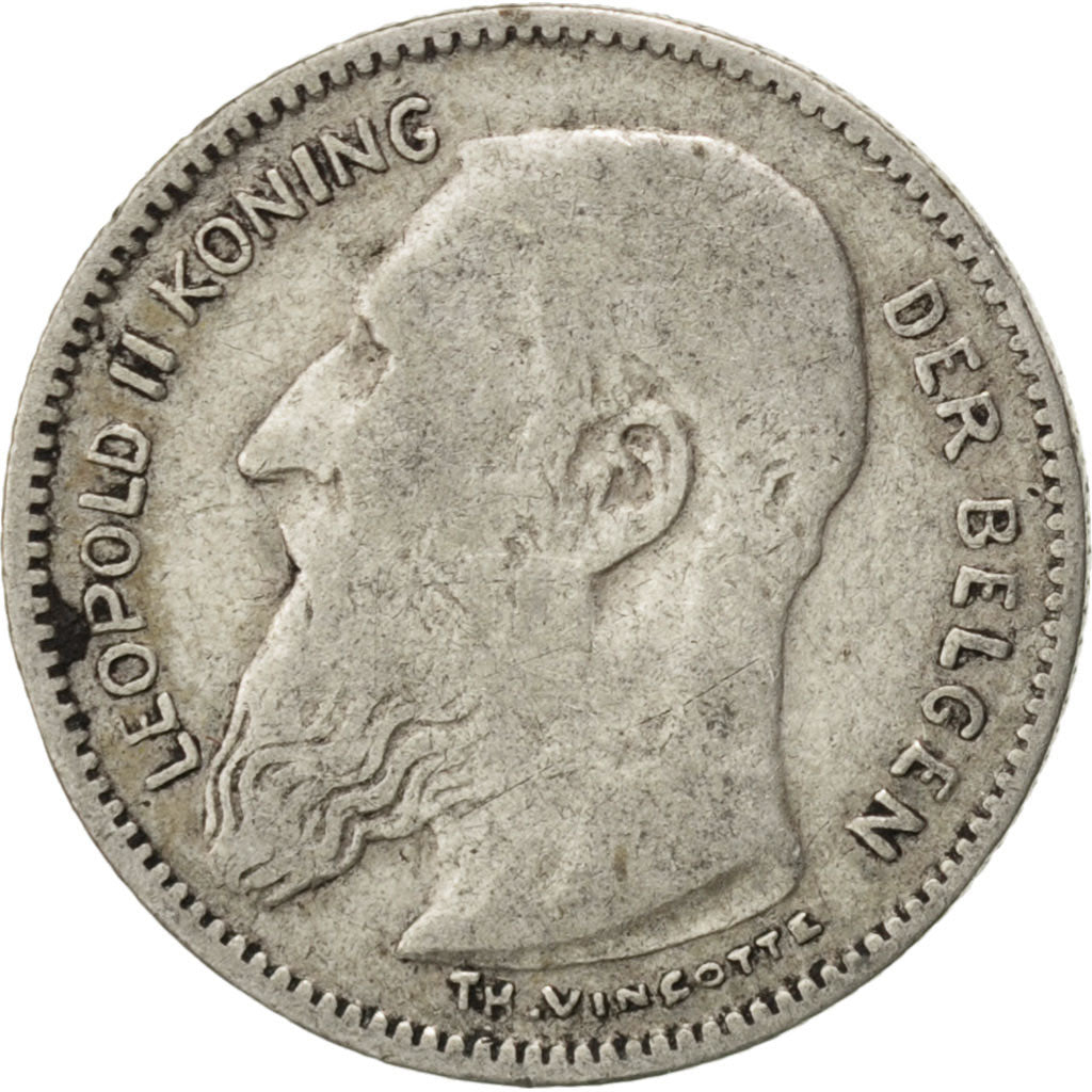 BELGIUM, 50 Centimes, 1907, KM #61.1, VF(30-35), Silver, 18, 2.43