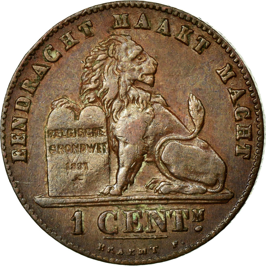 Coin, Belgium, Leopold II, Centime, 1907, AU(55-58), Copper, KM:34.1