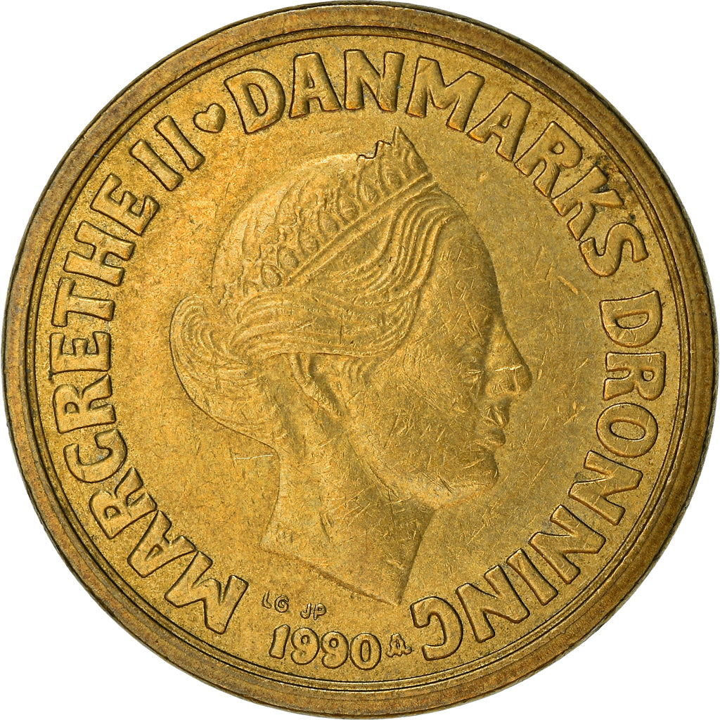 Coin, Denmark, Margrethe II, 10 Kroner, 1990, Copenhagen, EF(40-45)