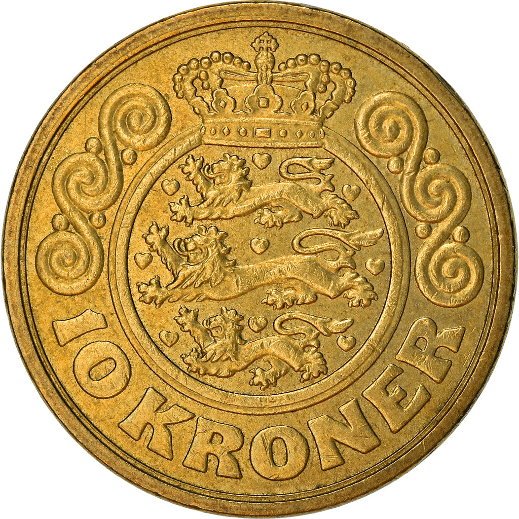 Coin, Denmark, Margrethe II, 10 Kroner, 1990, Copenhagen, EF(40-45)