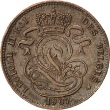 BELGIUM, Centime, 1907, KM #33.1, AU(55-58), Copper, 16.7, 1.96