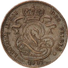 BELGIUM, Centime, 1907, KM #33.1, AU(55-58), Copper, 16.7, 1.96