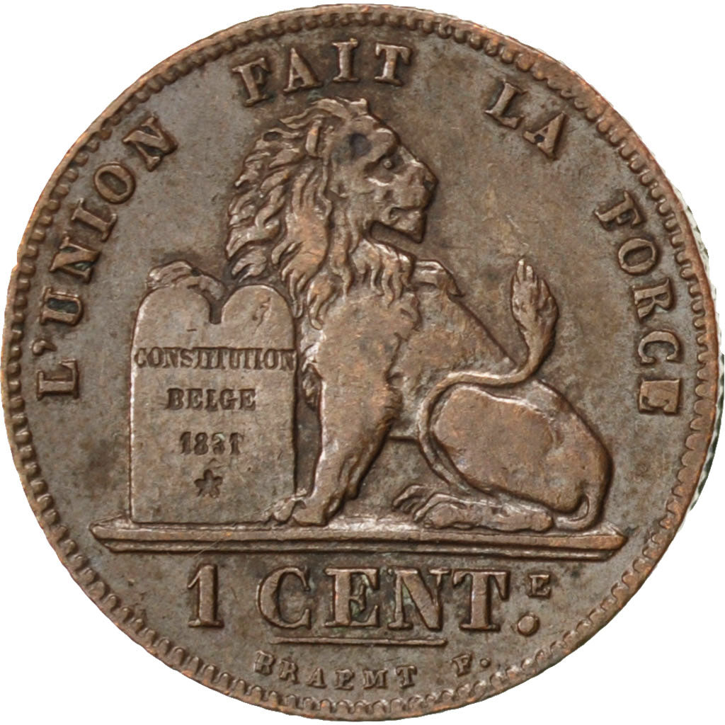 BELGIUM, Centime, 1907, KM #33.1, AU(55-58), Copper, 16.7, 1.96