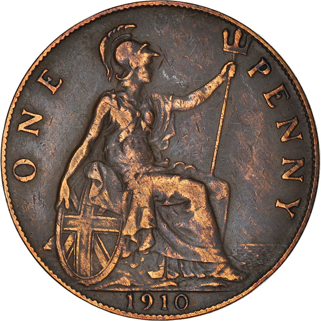 Coin, Great Britain, Edward VII, Penny, 1910, EF(40-45), Bronze, KM:794.2