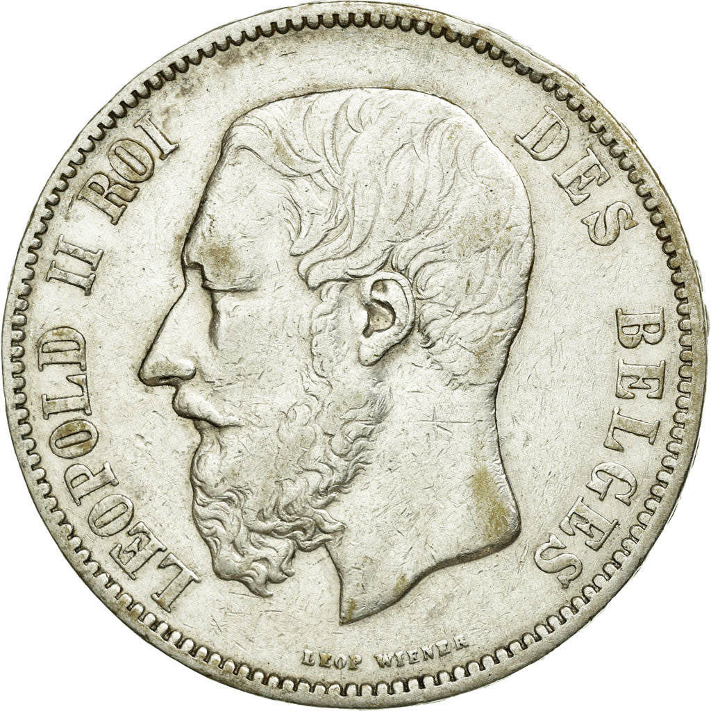 Coin, Belgium, Leopold II, 5 Francs, 5 Frank, 1875, VF(30-35), Silver, KM:24