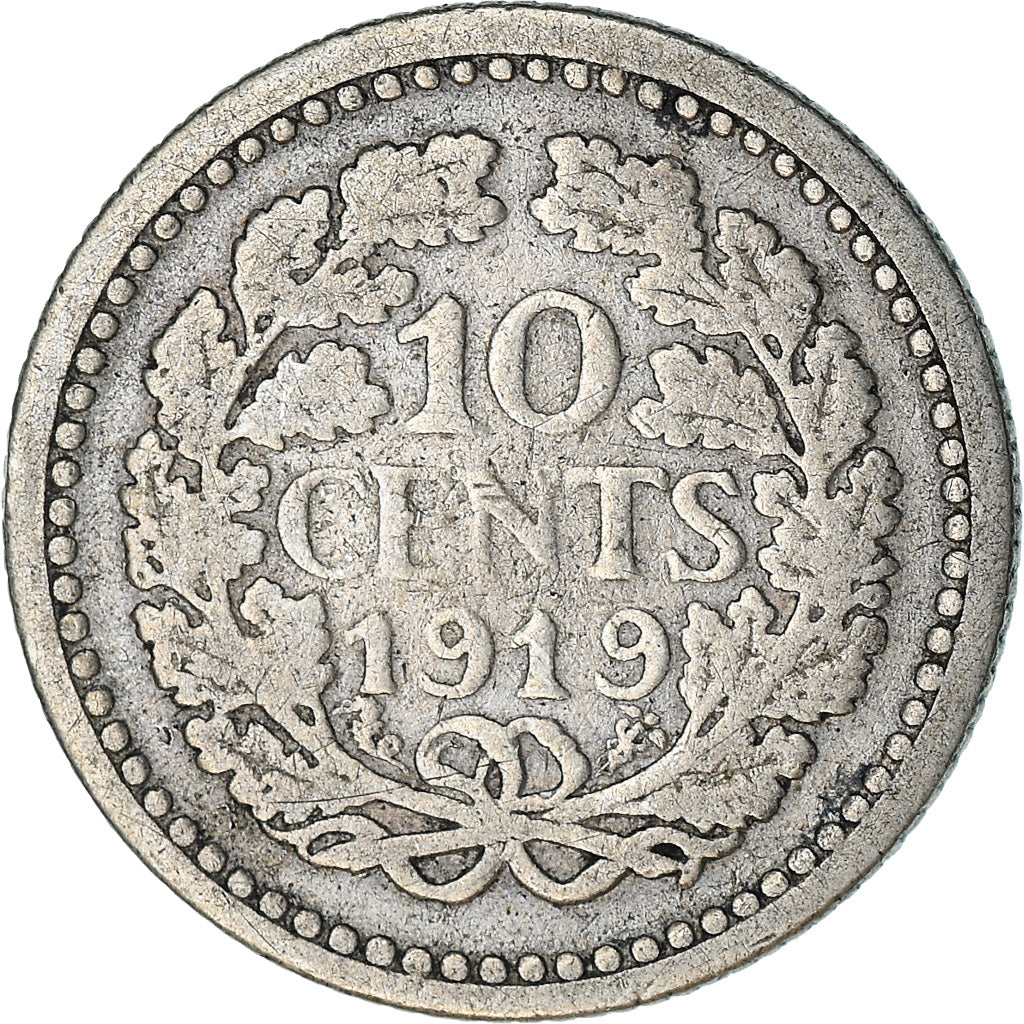 Coin, Netherlands, Wilhelmina I, 10 Cents, 1919, VF(30-35), Silver, KM:145