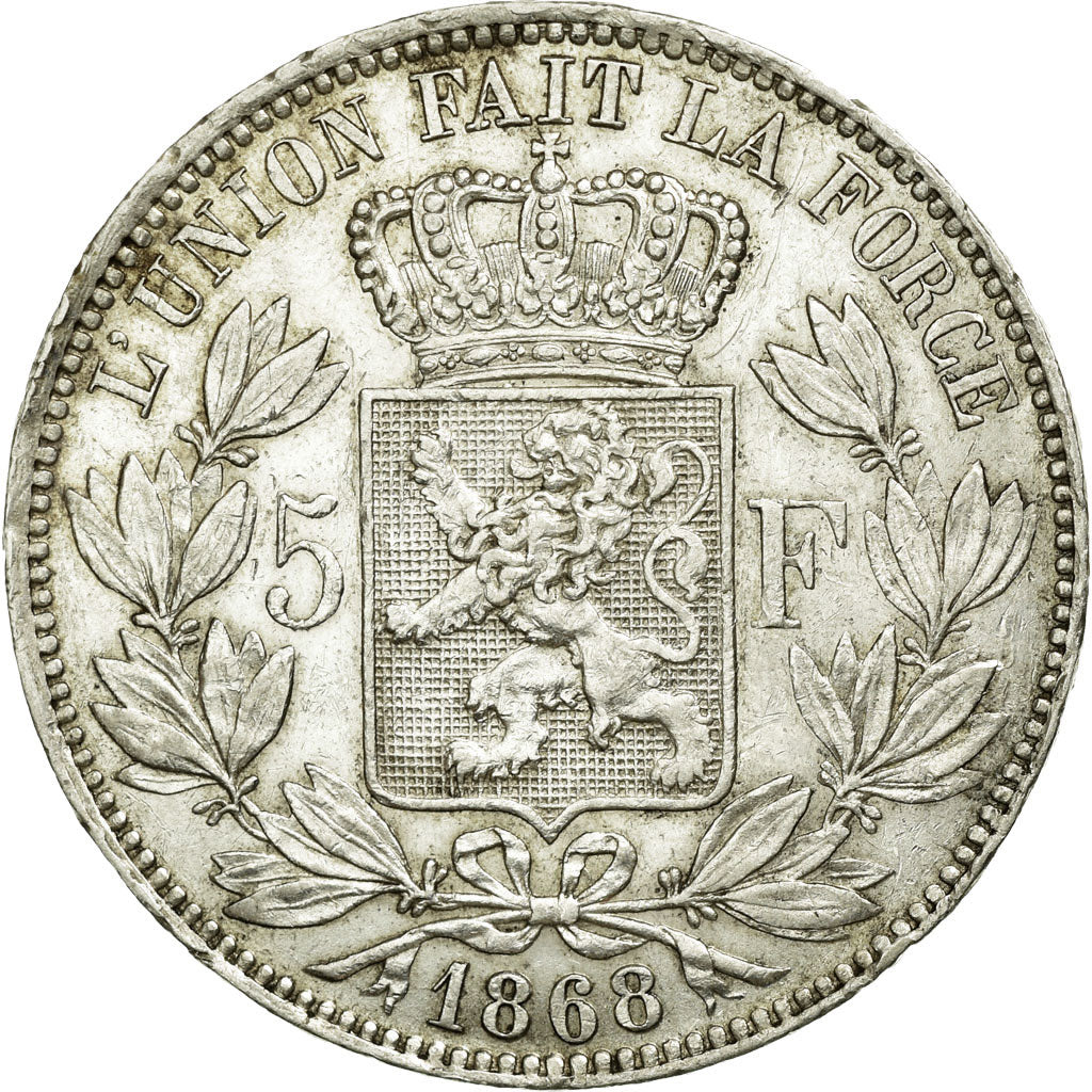 Coin, Belgium, Leopold II, 5 Francs, 5 Frank, 1868, EF(40-45), Silver, KM:24