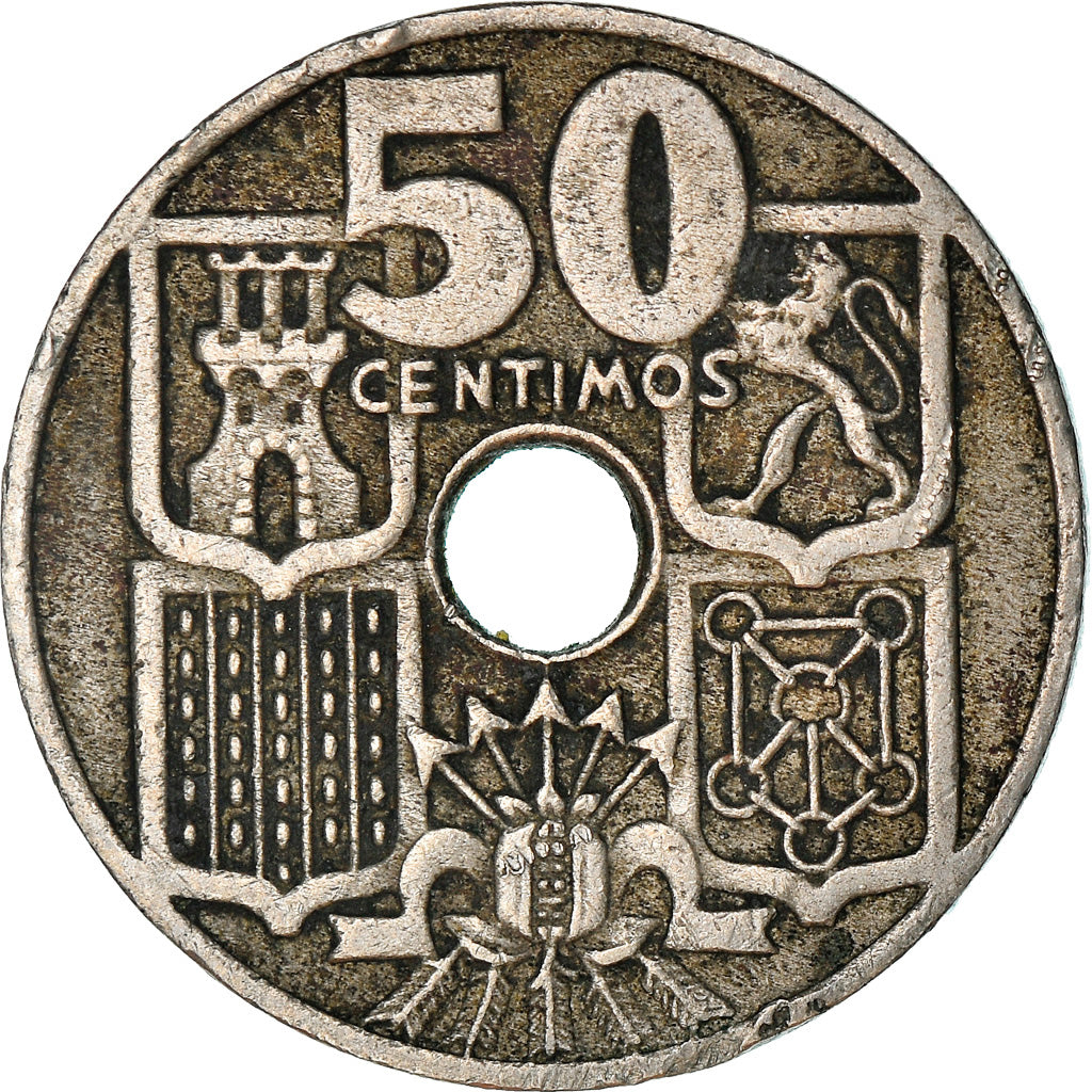 Coin, Spain, Francisco Franco, caudillo, 50 Centimos, 1951, VF(30-35)