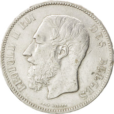 BELGIUM, 5 Francs, 5 Frank, 1873, KM #24, EF(40-45), Silver, 24.87