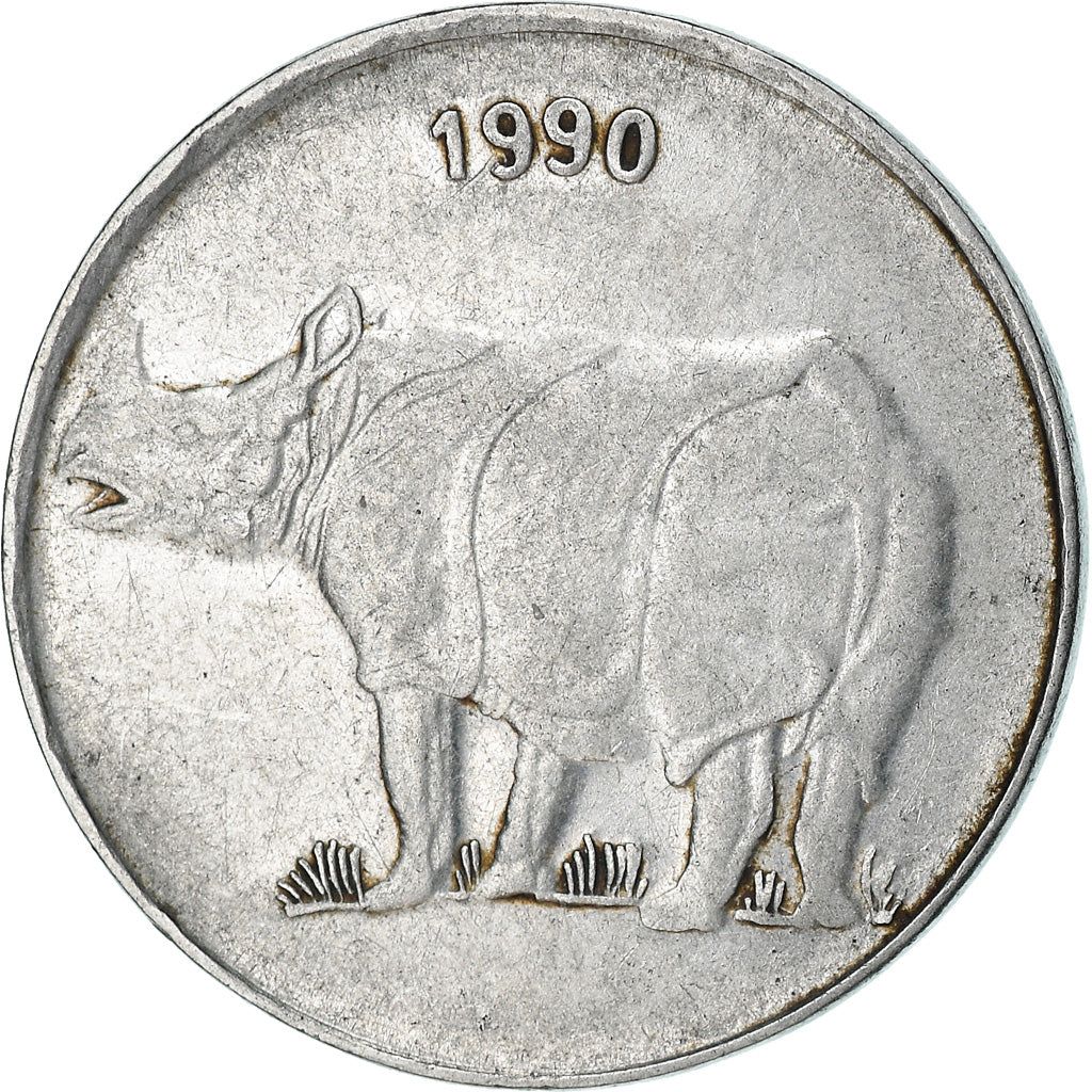 Moeda, ÍNDIA - REPÚBLICA, 25 Paise, 1990, VF(30-35), Aço Inoxidável, KM:54