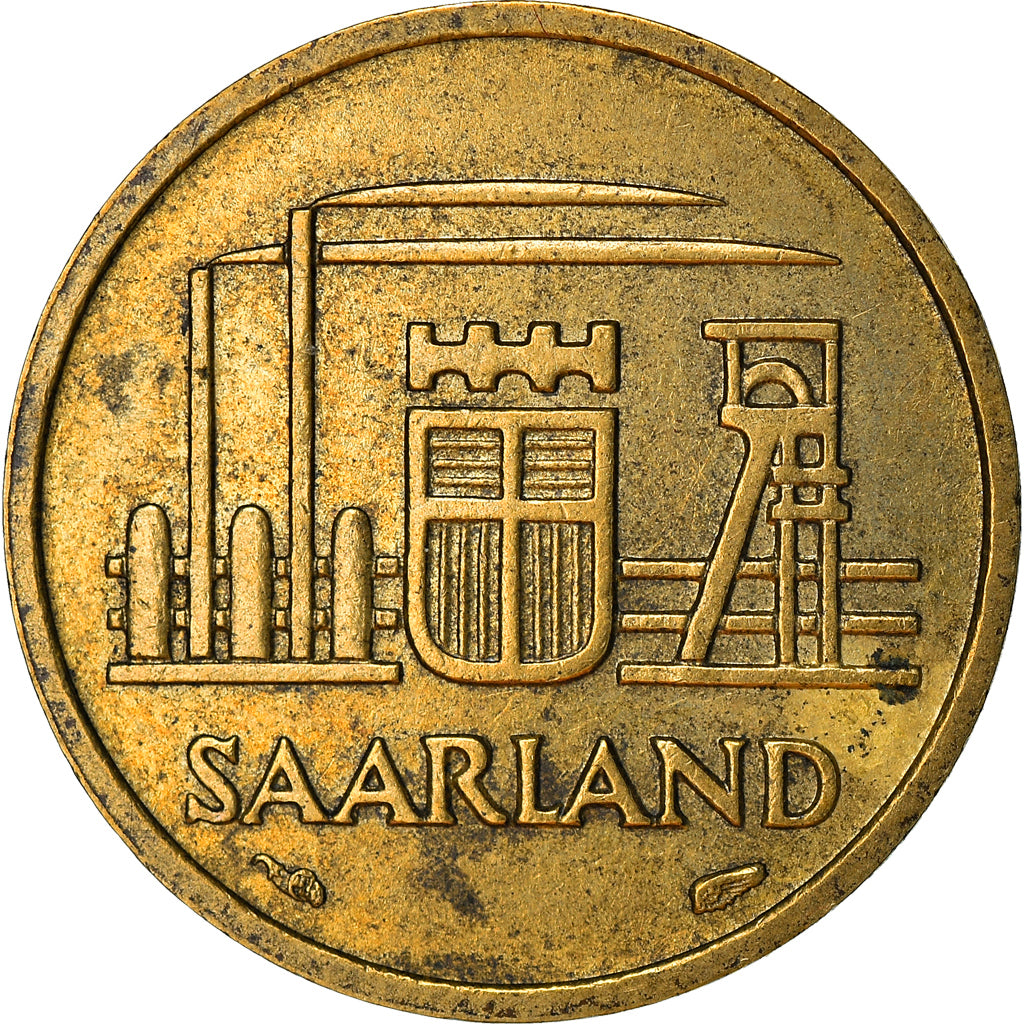 Moeda, SARRE, 10 Franken, 1954, Paris, EF(40-45), Alumínio-Bronze, KM:1