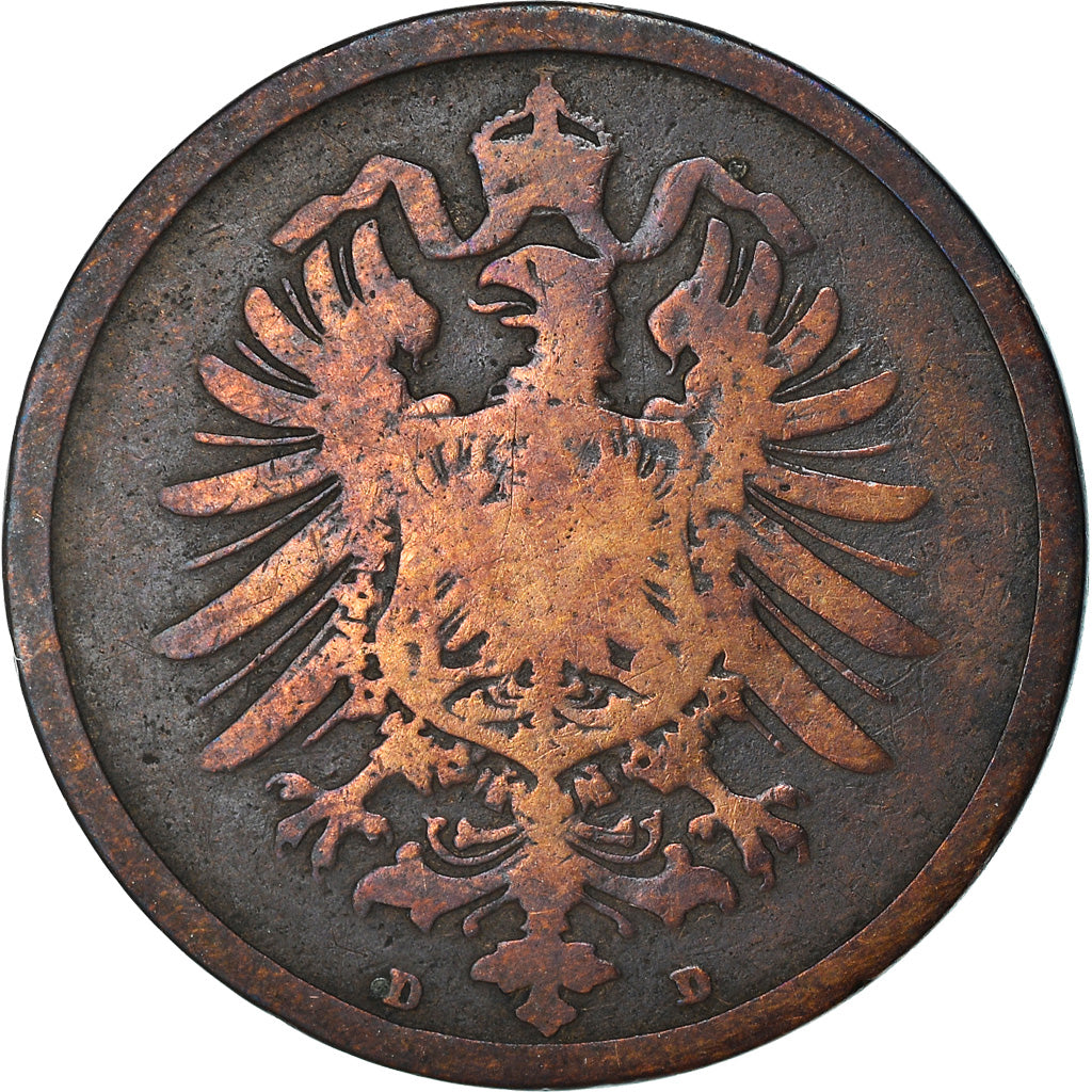 Coin, GERMANY - EMPIRE, Wilhelm I, 2 Pfennig, 1873, Munich, VF(30-35), Copper