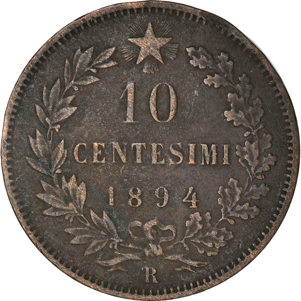 Moneda, Italia, Umberto I, 10 Centesimi, 1894, Rome, BC+, Cobre, KM:27.2