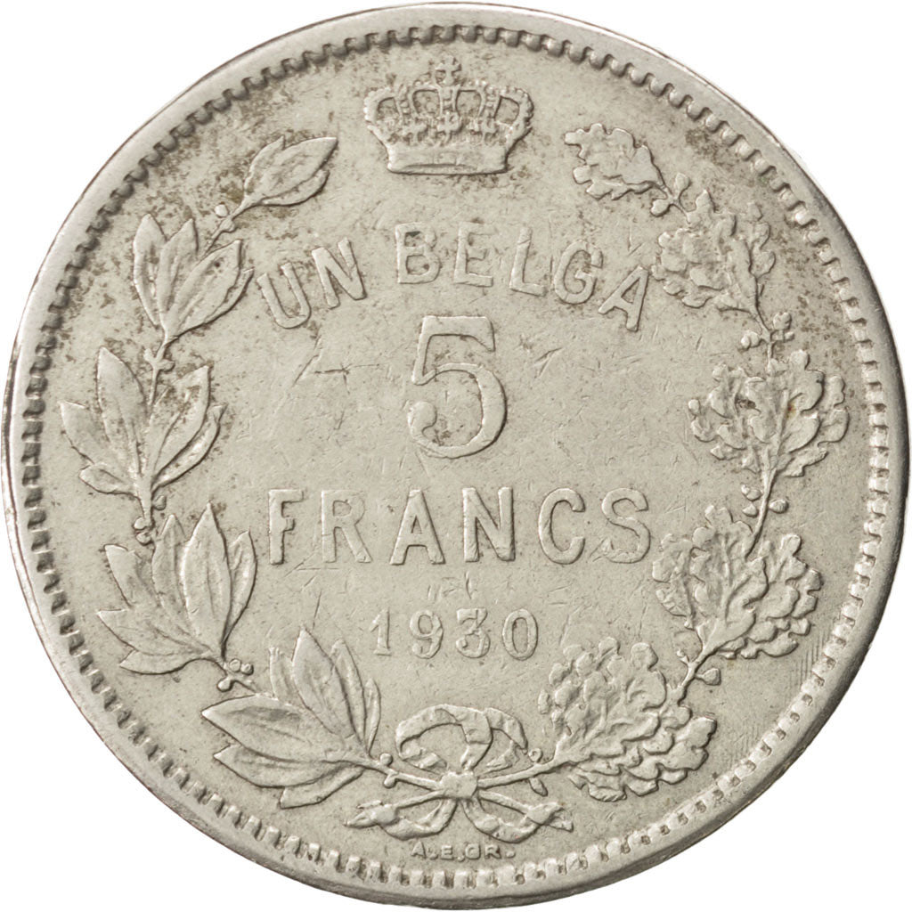 Coin, Belgium, 5 Francs, 5 Frank, 1930, EF(40-45), Nickel, KM:97.1