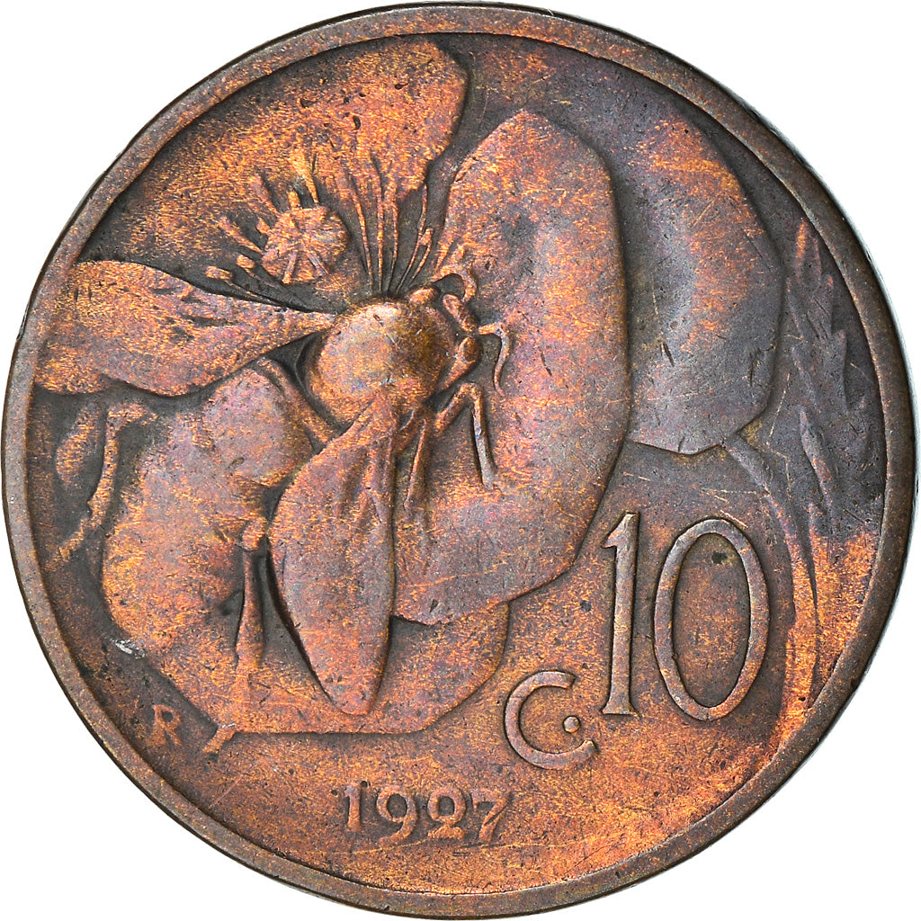 Coin, Italy, Vittorio Emanuele III, 10 Centesimi, 1927, Rome, EF(40-45), Bronze