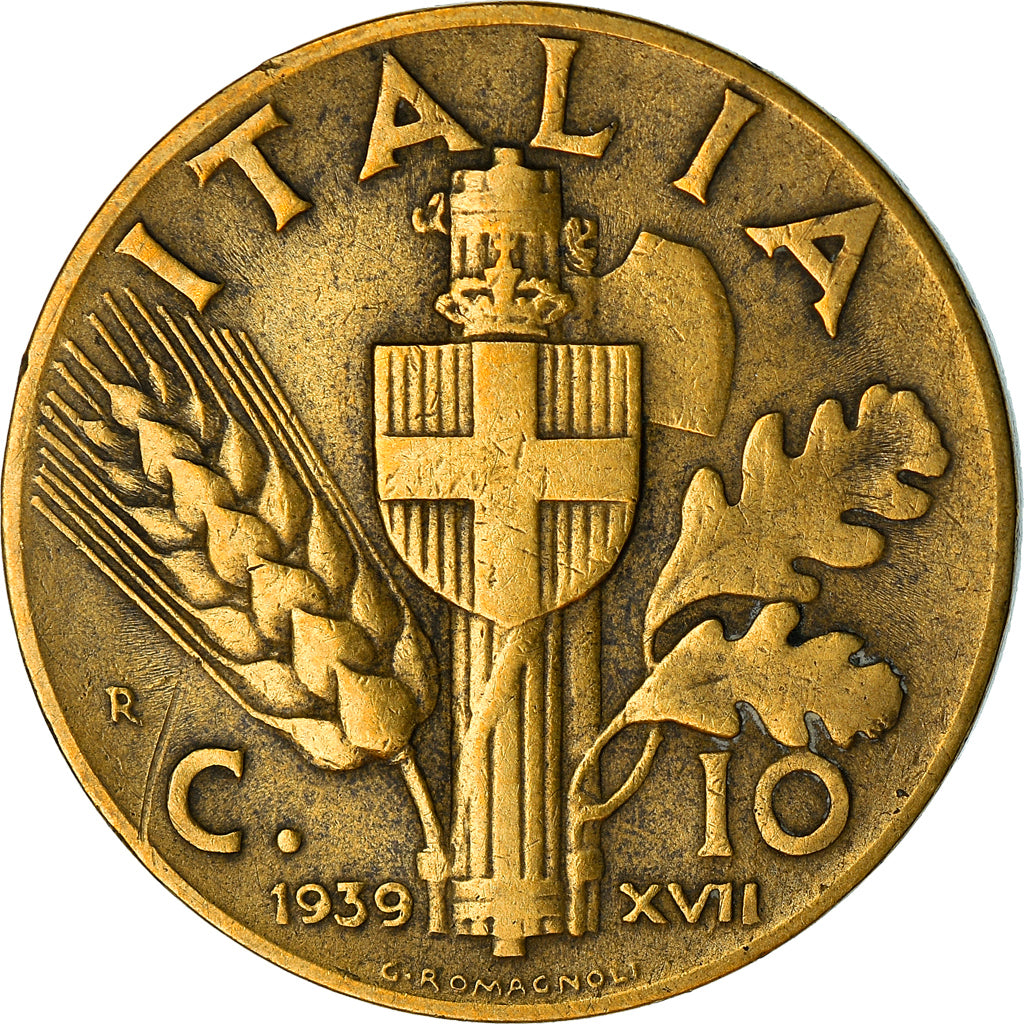 Coin, Italy, Vittorio Emanuele III, 10 Centesimi, 1939, Rome, EF(40-45)