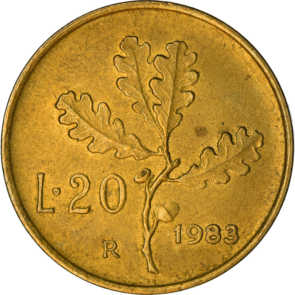 Munten, Italië, 20 Lire, 1983, Rome, ZF, Aluminum-Bronze, KM:97.2