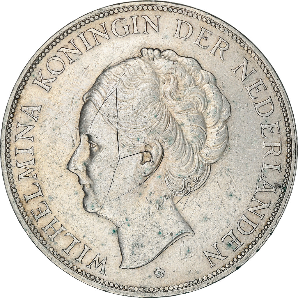 Coin, Netherlands, Wilhelmina I, 2-1/2 Gulden, 1929, EF(40-45), Silver, KM:165