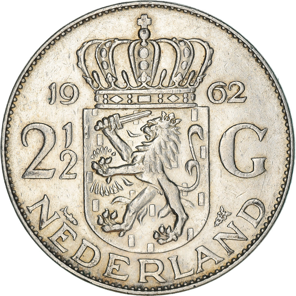 Moneta, Paesi Bassi, Juliana, 2-1/2 Gulden, 1962, SPL-, Argento, KM:185