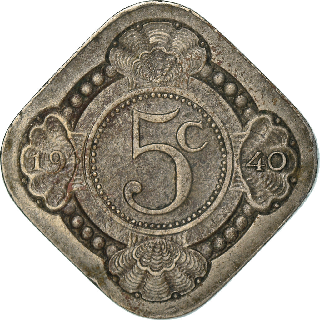 Coin, Netherlands, Wilhelmina I, 5 Cents, 1940, VF(30-35), Copper-nickel, KM:153