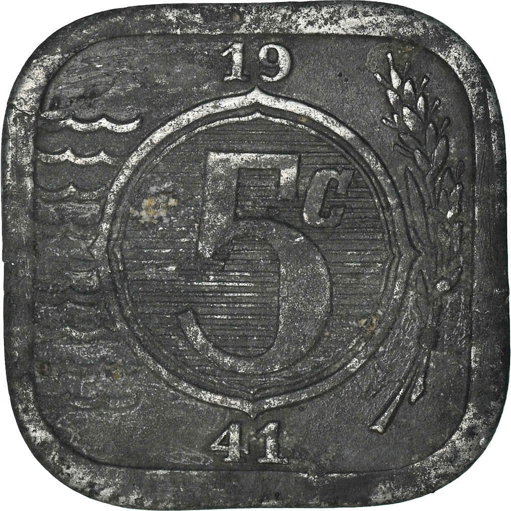 Coin, Netherlands, Wilhelmina I, 5 Cents, 1941, VF(30-35), Zinc, KM:172