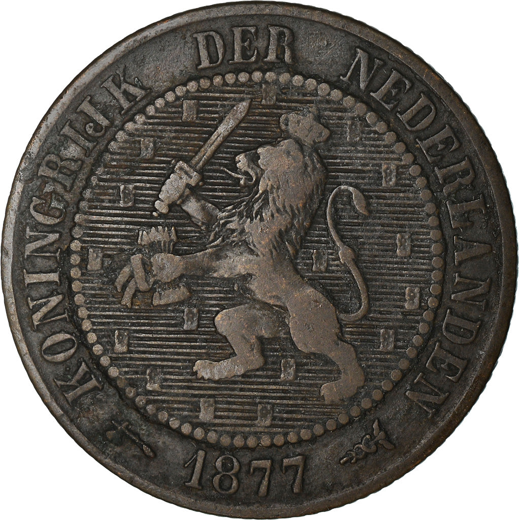 Coin, Netherlands, William III, 2-1/2 Cent, 1877, VF(30-35), Bronze, KM:108.1