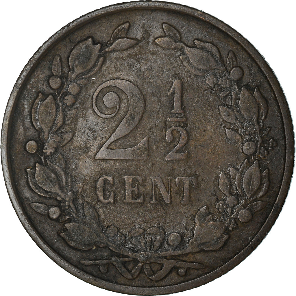 Coin, Netherlands, William III, 2-1/2 Cent, 1877, VF(30-35), Bronze, KM:108.1
