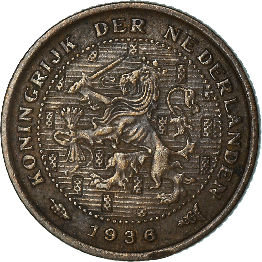 Coin, Netherlands, Wilhelmina I, 1/2 Cent, 1938, EF(40-45), Bronze, KM:138