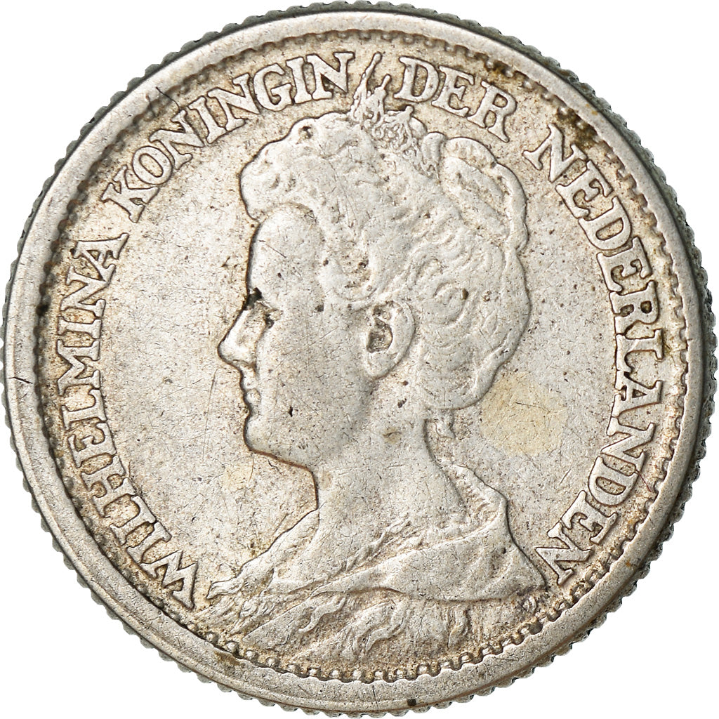 Coin, Netherlands, Wilhelmina I, 25 Cents, 1918, EF(40-45), Silver, KM:146