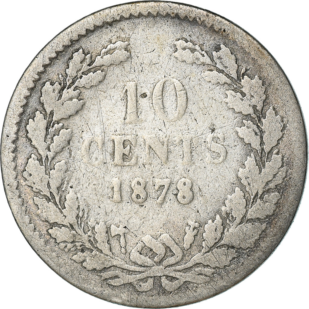 Coin, Netherlands, William III, 10 Cents, 1878, VF(30-35), Silver, KM:80