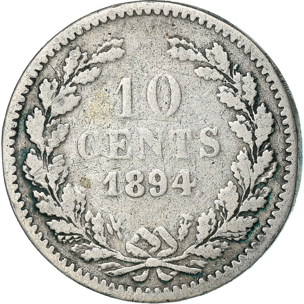 Coin, Netherlands, Wilhelmina I, 10 Cents, 1894, VF(30-35), Silver, KM:116
