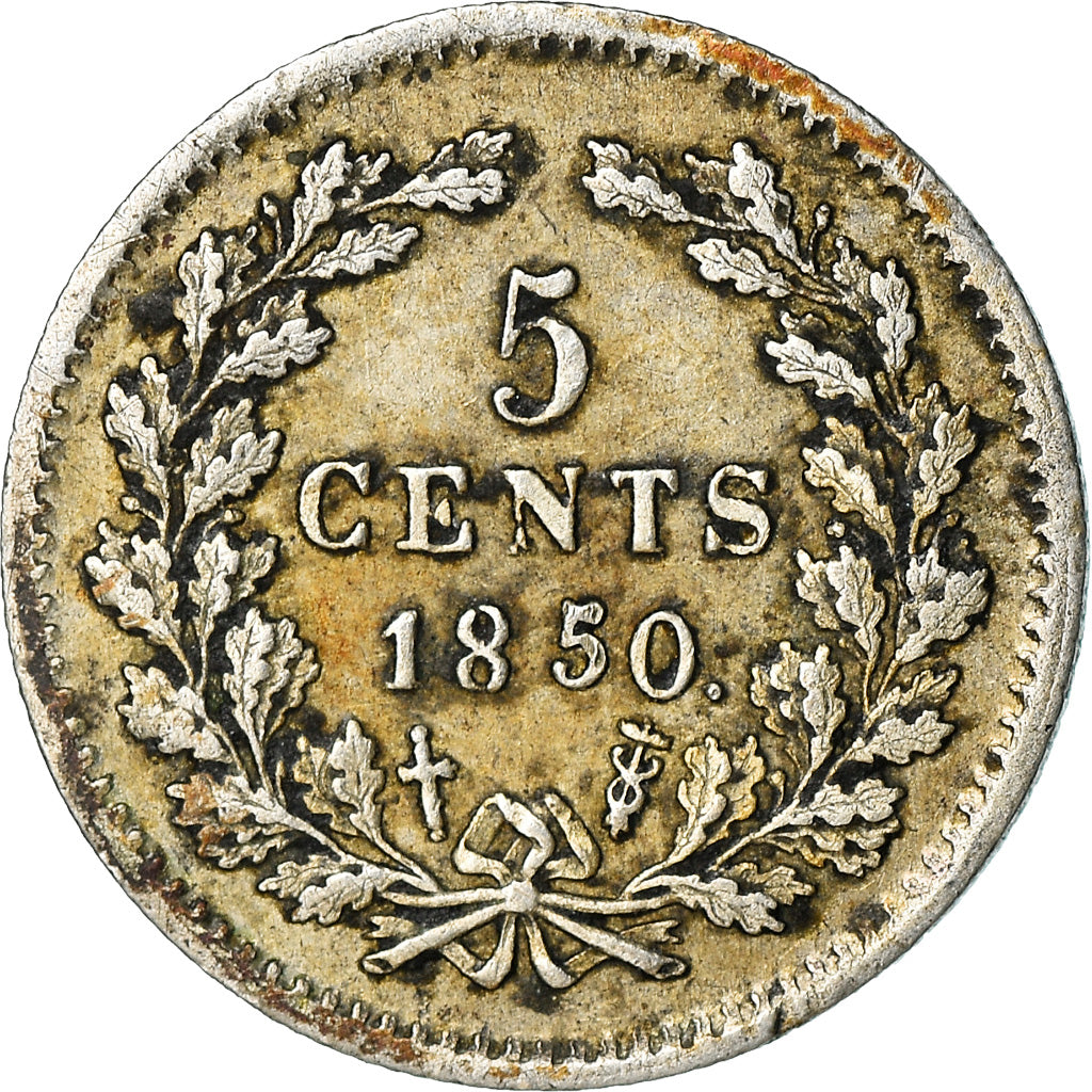 Coin, Netherlands, William III, 5 Cents, 1850, VF(30-35), Silver, KM:91